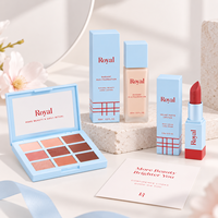 Königliche Maßanfertigung Luxus-Marken Make-up Bedruckte Kosmetik-Verpackungsbox-Set Lidschatten-Palette Lippenstift Rouge Hautpflege Geschenkbox Goldfolie