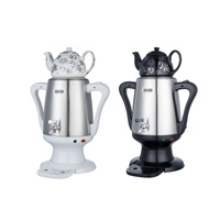 Samovar turc ORVICA, classique, antique, en acier inoxydable, avec contrôle de la température, bouilloire portable de 4 L, fonction de maintien au chaud automatique