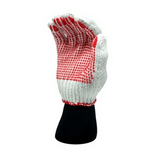 ถุงมือผ้าฝ้ายเคลือบจุดพีวีซี ถุงมือกันลื่นแบบมีจุด PVC ที่ฝ่ามือ - Product Image 4