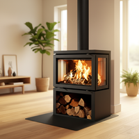 Poêle à bois de style classique européen, foyer autoportant d'intérieur, chauffage à flamme réelle pour la décoration de la maison