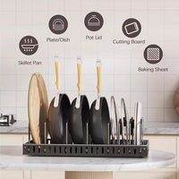Organisateur de couvercles de casseroles noir, organisateur coulissant pour casseroles et poêles, support de couvercles sous l'armoire pour la cuisine