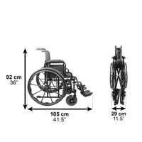Silla de Ruedas Manual (Ancho del Asiento 15", 16", 17", 18", 19", 20"), Sillas de Ruedas Plegables de Acero Autopropulsadas para Adultos PEPE P10027