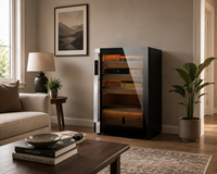 Humidor Commercial 150L pour Cigares, Refroidisseur pour 400-600 Cigares, Refroidissement par Cascade d'Air, Contrôle de la Température et de l'Humidité, Étagères en Bois de Cèdre