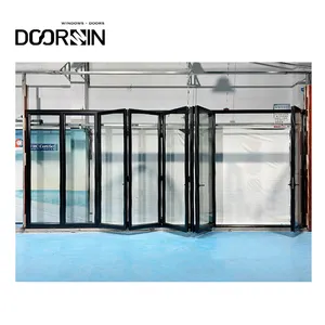 Large View Retractable Aluminium Profiles Modern Sliding Bifold Windows Residential Courtyard Hotel Use Thermal Insulation Steel