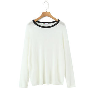 Pull en tricot style lin color-block Happy Plus, grande taille, manches longues, blanc cassé, pour femme - Product Image 5