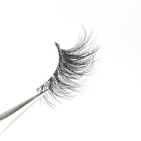 Faux cils faits main en gros, imperméables, auto-adhésifs, sans pré-collage nécessaire, avec bande transparente, demi-cils en grappe
