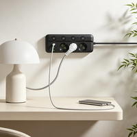 Multiprise standard européenne avec interrupteurs indépendants, 3 prises, 2 USB, 1 port Type-C, cordon d'extension certifié CE