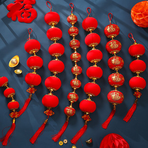 Flocked large red lantern string <b>ornaments</b>, 2026 new decorative pendant, firecracker chili pepper decoration, festive outdoor - Product Image 1