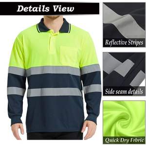 2025 High Visibility Reflective <b>Polo</b> Tee Long Sleeve Safety <b>Shirt</b> with LED Flash Breathable Cotton Jacket - Product Image 2