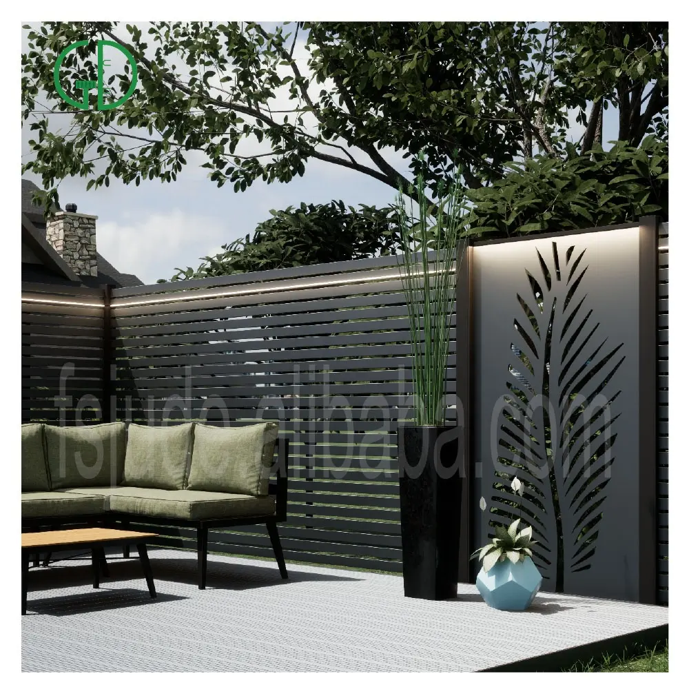 GD cloture jardin en aluminium privacy garden sheep fence panels 6x8 6ft tempered glass vertical white outdoor black