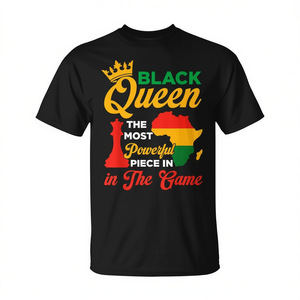 T-Shirt Scacchi Regina Nera Unisex per Adulti, Girocollo, Manica Corta, Stampa Digitale, Design Promozionale - Product Image 3