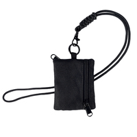 Pochette mini en toile avec fermeture éclair pour tour de cou, porte-carte d'identité et support pour écouteurs, stock usine disponible, sac de rangement personnalisé pour petits accessoires, vente en gros