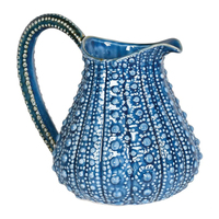 Pichet artisanal en céramique en forme d'ormeau, poterie décorative en porcelaine bleu-vert