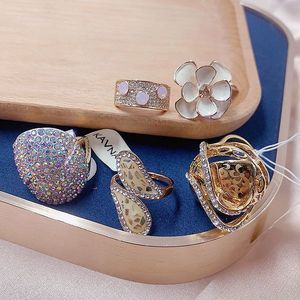 Retro Exaggerated Full Diamond <b>Ring</b> Micropaved Micro-Inlaid Zircon <b>Ring</b> Gold Plated Cz Mix Gemstone Opening <b>Adjustable</b> <b>Ring</b> - Product Image 3