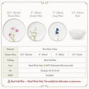 Vajilla de Cerámica de Lujo al por Mayor con Borde Dorado, Platos y Tazones, Regalo de Boda, Vajilla Personalizada con Logotipo OEM, Juego de Vajilla Directo de Fábrica - Product Image 4