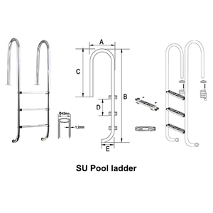 Escalera para Piscina de Acero Inoxidable Pulido Serie <span class=keywords><strong>SU</strong></span> Water Faery 304 316 con Acabado Decorativo para Villas de Lujo - Product Image 2