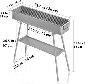 Horno de barbacoa comercial de carbón para exteriores, grande, engrosado, con estante de moda, plegable, a prueba de viento, estilo español - Product Image 4
