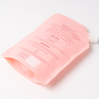 Pochette souple personnalisée avec bec verseur, en plastique doux au toucher, pour emballage de liquides lavants pour les mains et le corps