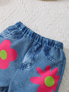 Jeans de Verano con Estampado Floral para Mujer, Nuevos, Holgados, Versátiles, en Azul Claro - Product Image 5