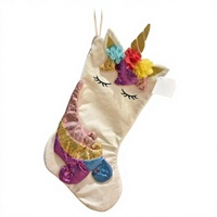 Nouvelle Meilleure Vente : Chaussette de Noël Off-White Licorne Mignonne avec Paillettes Arc-en-ciel, Douce pour la Peau, pour Décoration Polyvalente