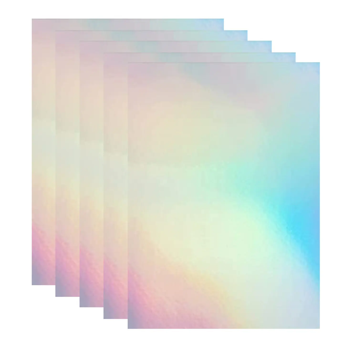 Ventas completas Etiqueta holográfica de vidrio Película superpuesta de papel Película de laminación en frío de PVC Vinilo transparente A4 Hojas laminadas holográficas