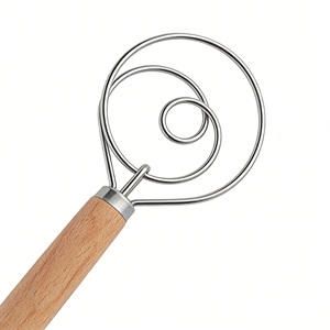 <span class=keywords><strong>Fouet</strong></span> <span class=keywords><strong>à</strong></span> pâte danoise en acier inoxydable / Outil de pâtisserie / Mélangeur de farine / Fournitures pour la cuisson du pain avec manche en bois - Product Image 3