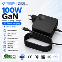 Cargador de Laptop USB C de 100W, 20V 5A, Cable Fijo, Adaptador de Pared PD, Fuente de Alimentación para MacBook, Lenovo, Dell, HP, Asus, Acer