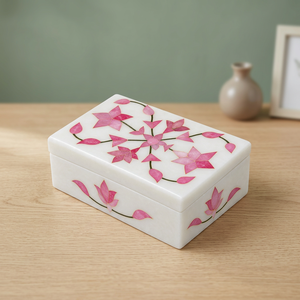 Caja de Joyería Moderna Rectangular de Mármol con Diseño Floral, Suministro Directo de Fábrica Stonecrafts International, Accesorio de Almacenamiento para Niñas - Product Image 3