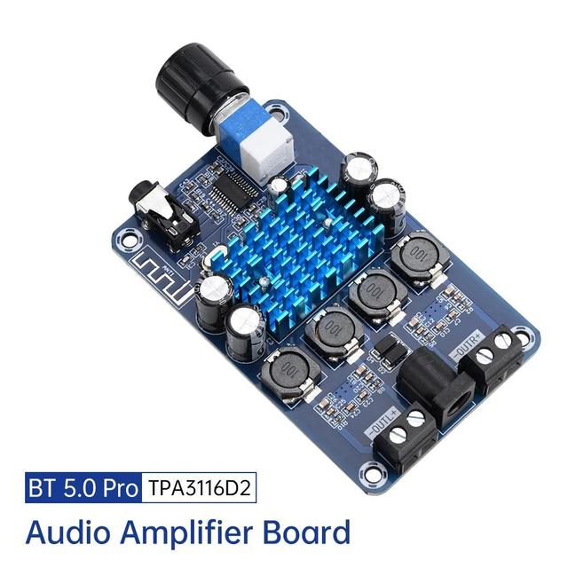 DC12-24V BT Digital Amplifier Board 50W*2 High-power TPA3116D2 Stereo Amplifier Chip Supports AUX BT5.0 Audio Input