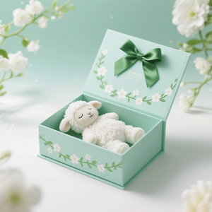 Logo personnalisé écologique coffret cadeau pour la douche de bébé produits de beauté pour nouveau-nés avec peluche boîte en papier gaufré avec doublure en éponge - Product Image 2