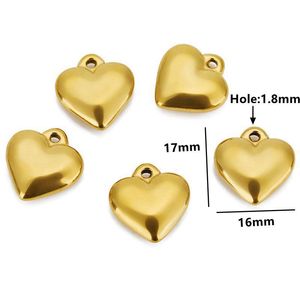Pendentif en forme de cœur en acier inoxydable plaqué or pour la fabrication de colliers, accessoires de bijoux DIY - Product Image 2