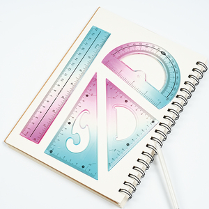 Juego de Reglas Geométricas de Plástico Transparente de Alta Calidad, Triángulo, Regla Recta, Protractor, para Estudiantes Escolares - Product Image 3
