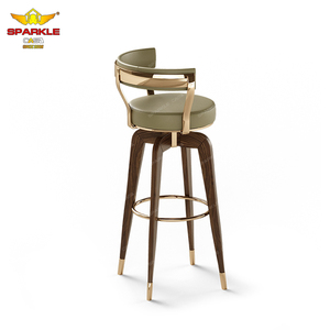 Sillas modernas de metal de acero inoxidable SPARKLE Taburetes de Bar de cuero verde y muebles de barra alta Uso de muebles para el hogar - Product Image 5