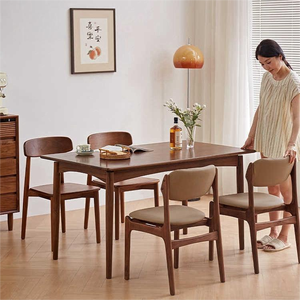 Set da pranzo moderno di lusso <span class=keywords><strong>a</strong></span> 5 pezzi con tavolo e sedie, comodo set di mobili per la <span class=keywords><strong>casa</strong></span> in legno massello di noce nero - Product Image 3