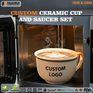 Vente en gros de tasse à café et soucoupe en céramique à bord argenté avec logo personnalisé, ensembles tasse et assiette, café avec emballage en boîte rigide - Product Image 4