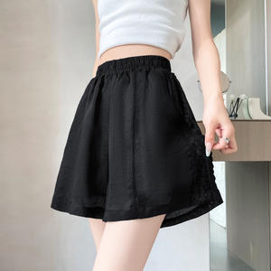 Pantalones Cortos Casuales <span class=keywords><strong>de</strong></span> Cintura Alta con Encaje y Corte Recto Tejido para Mujer, Colección Verano 2026 (Foto Real) - Product Image 6