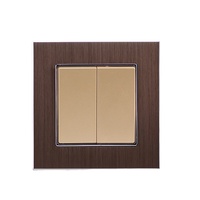 Interruptor de Pared de 2 Vías y 2 Botones, Estándar Europeo, Acero Inoxidable, Panel Táctil, Aluminio Cepillado, 10A, 220-250V~