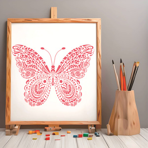 Pochoirs décoratifs <span class=keywords><strong>pour</strong></span> murs en forme de <span class=keywords><strong>papillon</strong></span>, <span class=keywords><strong>pochoir</strong></span> de <span class=keywords><strong>papillon</strong></span> mandala <span class=keywords><strong>pour</strong></span> la <span class=keywords><strong>peinture</strong></span> sur le sol, les murs, les tissus, les meubles, le bois - Product Image 6