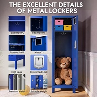 Casier scolaire en acier à une seule porte, sur pied, avec serrure sécurisée, armoire métallique pour le rangement des uniformes et des fournitures scolaires des élèves