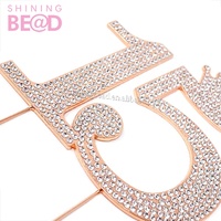 Décoration de gâteau en strass tendance pour 15e anniversaire, 15 ans, remise de diplôme, Ramadan, couronne or rose pour fête de mariage
