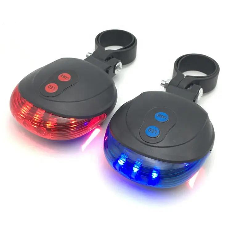 Plastic Bicycle Rear Tail Warning Blue Red Led Bike Laser Light