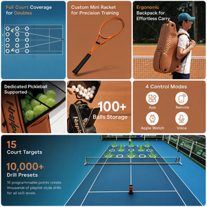 Nouvelle Machine à balles de tennis portable professionnelle Nisplay Y1 avec lanceur automatique pour l'entraînement de la raquette et du padel – La première au monde tout-en-un - Product Image 5