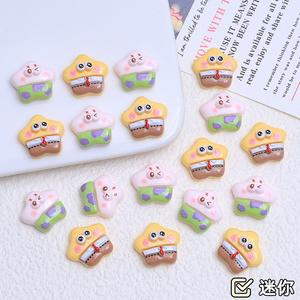 Mini stella marina rosa Kawaii spugna gialla cartone animato resina Nail Art fai da te decorazione Clip per capelli - Product Image 2
