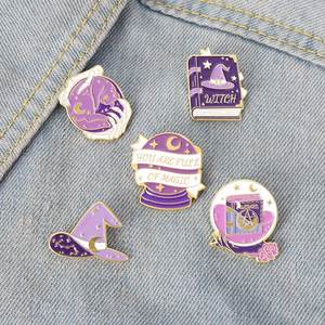 2022 Hot Sale Cartoon Halloween Witch <b>Hat</b> Wizard Premium Enamel Lapel <b>Pin</b> Brooch Badge - Product Image 3