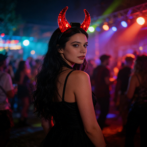 Serre-têtes en plastique lumineux en forme de cornes de démon à prix d'usine, avec LED, cadeau promotionnel, accessoire de costume d'Halloween, article de fête néon - Product Image 2