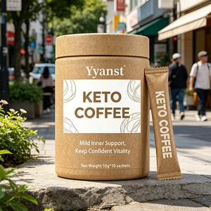 Café Instantáneo Cetogénico con Mezcla de Plantas Naturales, 10g*10 Sobres, Frasco de Papel Kraft Ecológico, Impresión de Línea de Granos de Café, OEM, Personalizado, Cartón a Granel - Product Image 5