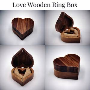Eco-Friendly linen Slot Engagement <b>Ring</b> Holder Wooden <b>Ring</b> <b>Box</b> Wedding <b>Ring</b> Storage <b>Box</b> with Magnetic Lid for Jewelry Display - Product Image 2