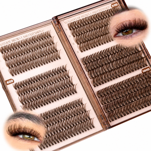 En gros, bouquets de <span class=keywords><strong>cils</strong></span> synthétiques faits main, brun mocha, effilés et vaporeux, pour extension de <span class=keywords><strong>cils</strong></span> DIY, effet mouillé, <span class=keywords><strong>cils</strong></span> style anime - Product Image 2