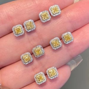 Xinfly 18K Gold <b>Fine</b> <b>Stud</b> <b>Earrings</b> 0.20CT Yellow Diamond & 0.1CT Yellow Sapphire Elegant 0.20ct Diamond Jewelry - Product Image 1