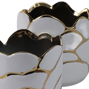 Vasi in Ceramica Decorativi Moderni con Accenti Bianchi e Oro per Uso Interno ed Esterno - Product Image 5